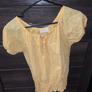 bobbie brooks embroidered yellow floral shirt